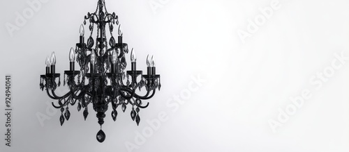 Black chandelier on a white background Interior chandelier suitable for home and office. with copy space image. Place for adding text or design photo