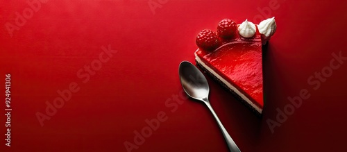 red cheesecake and a piece ...