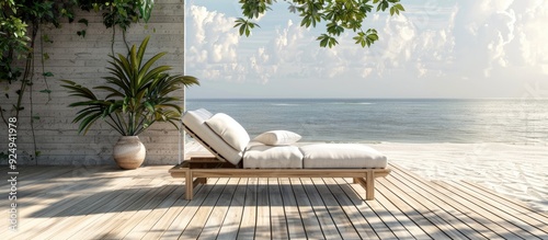 Empty deck chair or chaise ...