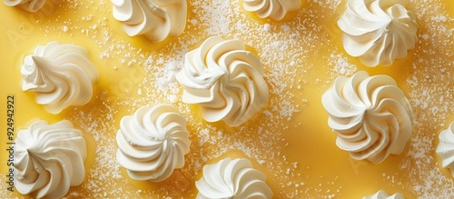 Sweet meringue on a yellow ...