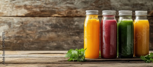 Detox beverages on a wooden...