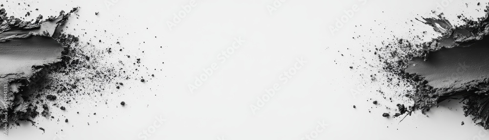 A dynamic abstract art piece featuring black cracks with a textured appearance against a clean white background. A dynamic abstract art piece featuring black cracks with a textured appearance against a clean white background.