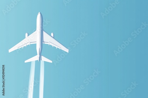 Jet plane soaring into a clear blue sky during daytime, capturing the essence of flight and freedom