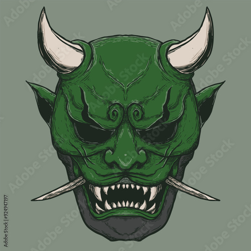 Foto hanya mask goblin engraving style vector