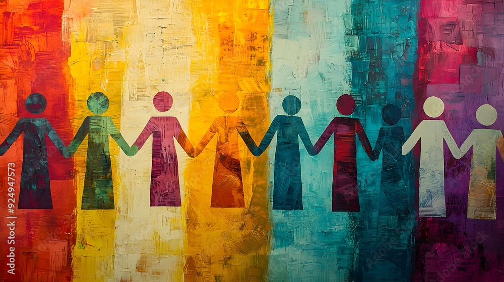 Diverse Community United for Equity and Justice in Abstract Art Painting Diverse Community United for Equity and Justice in Abstract Art Painting