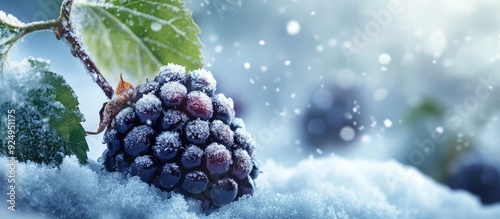 blackberry fruit in the sno...