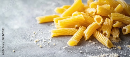 Uncooked pasta on a light g...