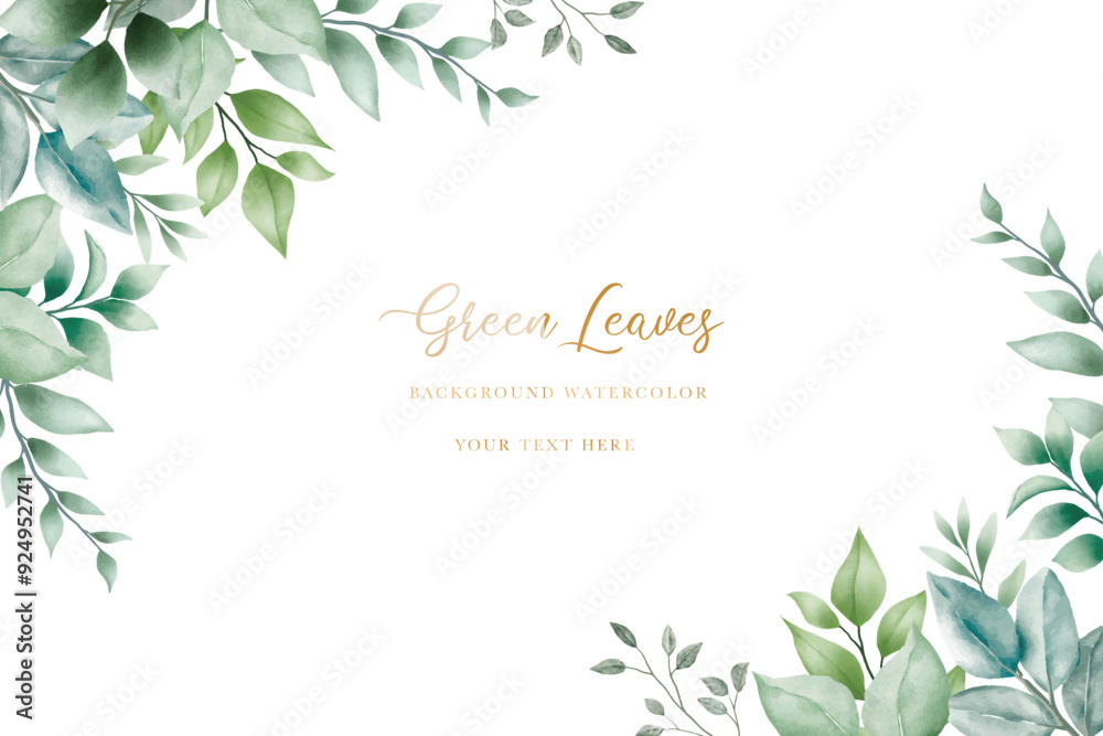 Obraz premium beautiful green leaves background watercolor