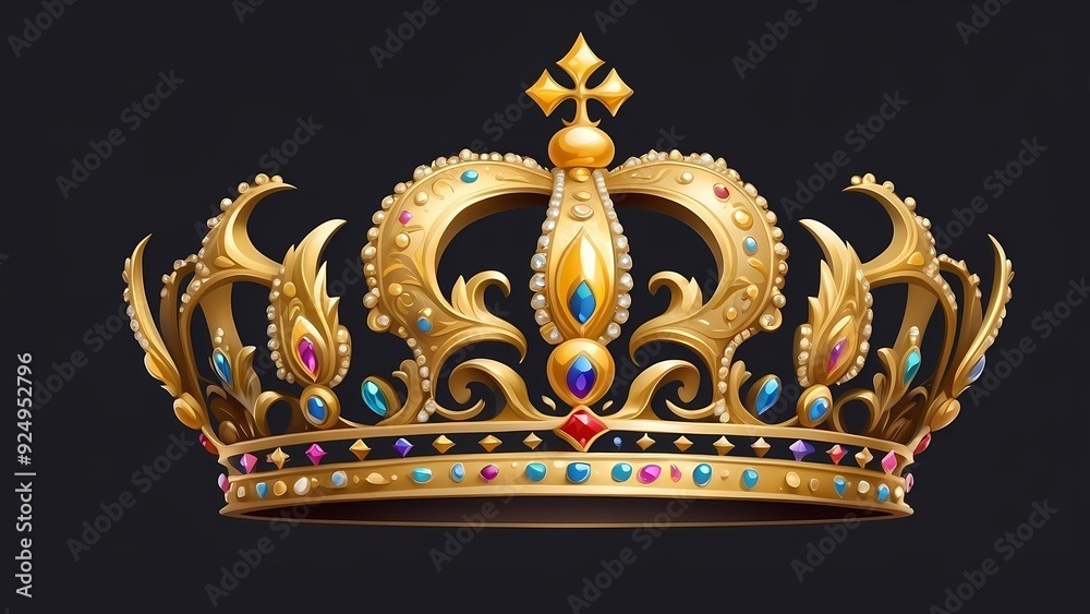 a crown of diamonds and gems is shown on a black background. a crown of diamonds and gems is shown on a black background.