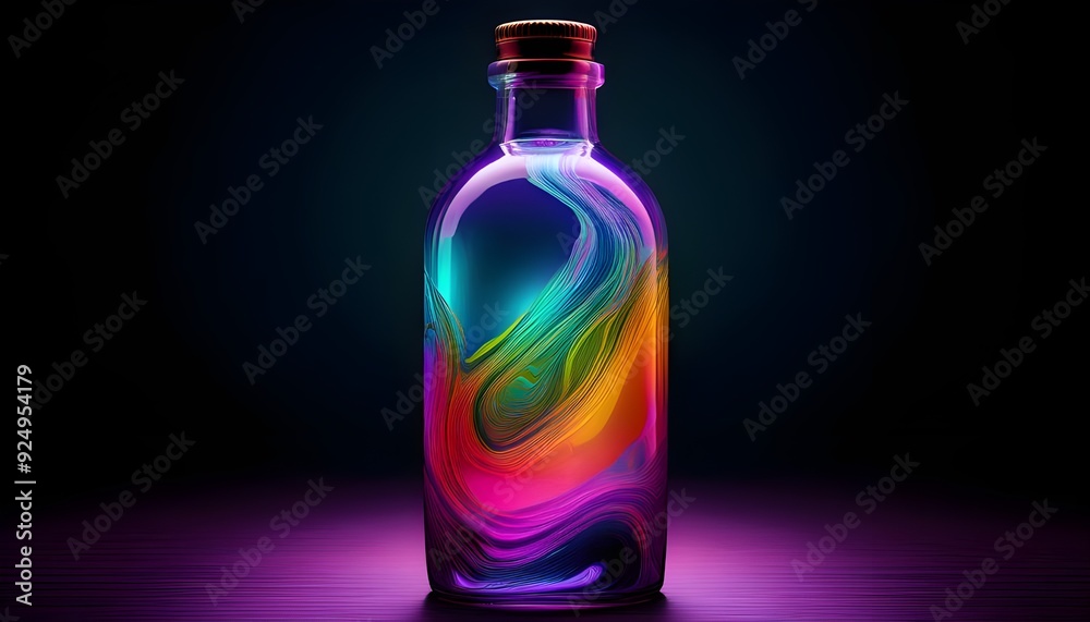 2 Bold Colorful Bottle: Create a bottle with vibrant, bold colors and a ...