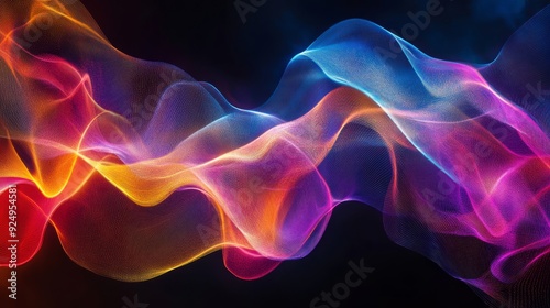 Abstract Colorful Swirls of Light - Digital Art - This digital art features a vibrant abstract design of swirling colorful light against a dark background. It symbolizes energy, flow, and movement. It