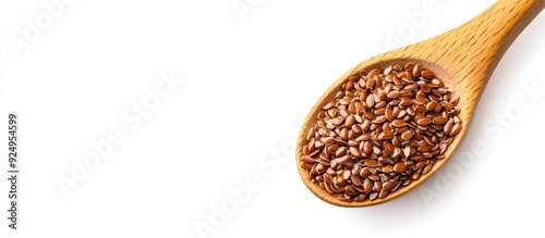 Brown flax seeds Linseed in...