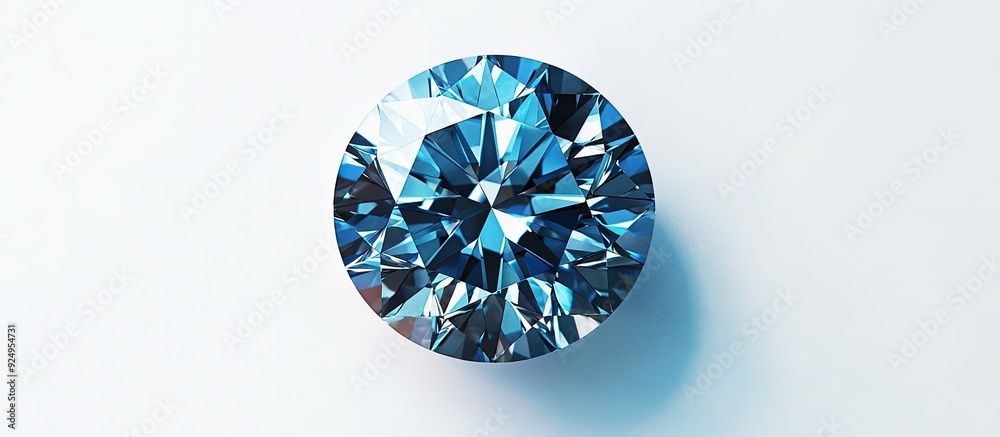 Close up top view of a large blue diamond isolated on a white background Concept of preciousness and beauty with clipping path and copy space Close up top view of a large blue diamond isolated on a white background Concept of preciousness and beauty with clipping path and copy space