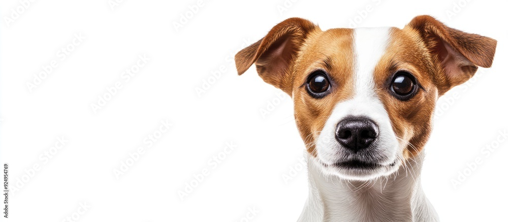 Jack Russell Terrier set against a white background. with copy space image. Place for adding text or design Jack Russell Terrier set against a white background. with copy space image. Place for adding text or design