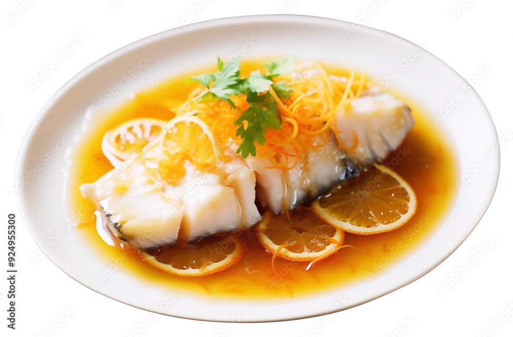 Steamed fish with orange sauce, gravy sauce, Chinese style food, looks delicious, dicut, PNG file, isolated background. Steamed fish with orange sauce, gravy sauce, Chinese style food, looks delicious, dicut, PNG file, isolated background.