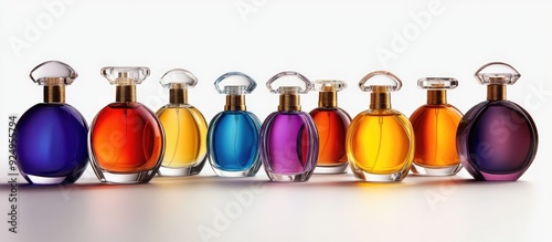 Perfume bottles set against...