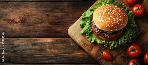 Pork burger on a cutting bo...