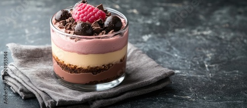 Tasty dessert with brown an...