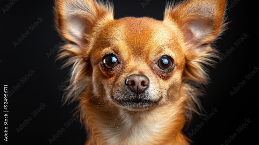 Adorable Chihuahua Puppy with Big Eyes - A close-up portrait of a cute chihuahua puppy with big, expressive eyes, showcasing its playful and loving personality. The dog's soft fur and innocent gaze cr Adorable Chihuahua Puppy with Big Eyes - A close-up portrait of a cute chihuahua puppy with big, expressive eyes, showcasing its playful and loving personality. The dog's soft fur and innocent gaze cr