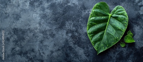 Green plant leaf on a dark ...