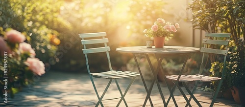 Empty table and chair on th...