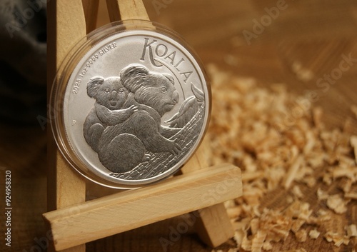 Australian pure silver coin in capsule. 1 dollar Koala 2023.