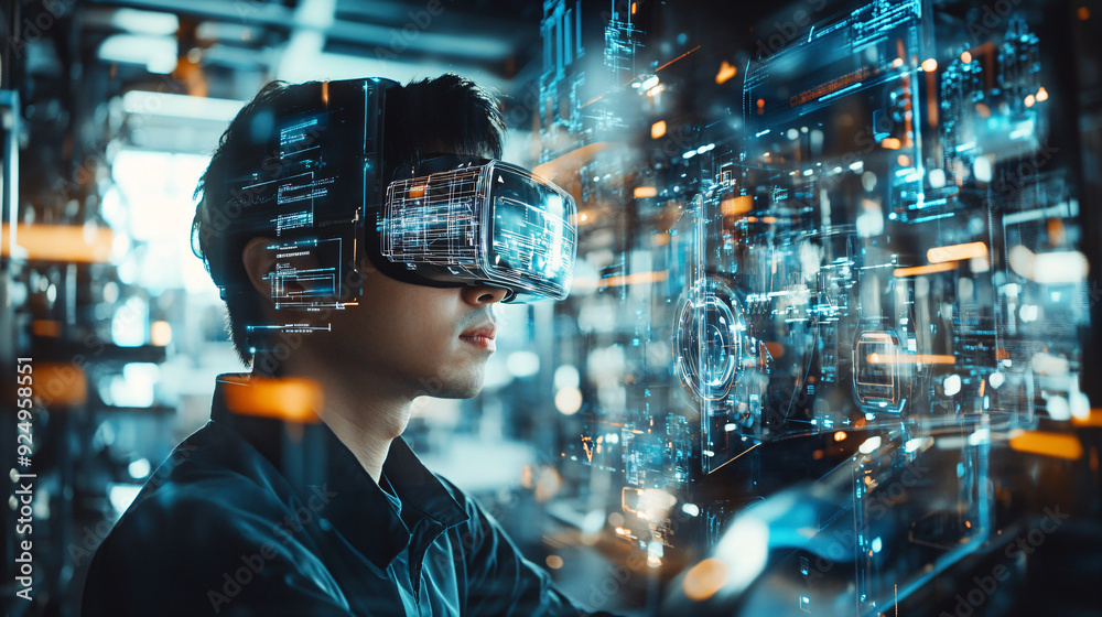 VR Engineer Working on Digital Project. VR Engineer Working on Digital Project.