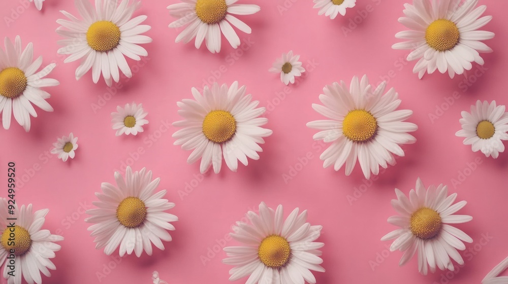 White Daisies on Pink Background White Daisies on Pink Background
