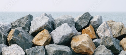 Piles of large natural ston...