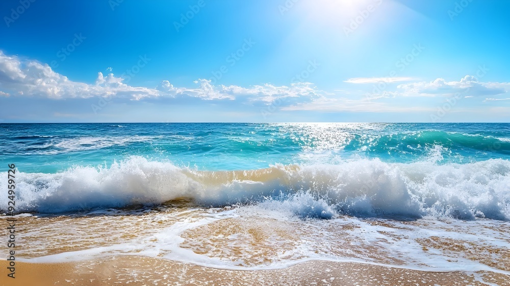 Fototapeta premium Captivating Seascape with Crashing Waves and Salty Air Evoking Invigorating Freshness