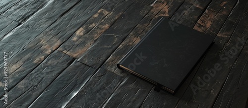 A black notebook rested on ...