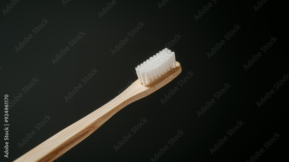 close-up of a bamboo orthodontic toothbrush, highlighting its eco-friendly construction and importance in dental wellness, with a sharp focus on the texture of the bamboo handle an close-up of a bamboo orthodontic toothbrush, highlighting its eco-friendly construction and importance in dental wellness, with a sharp focus on the texture of the bamboo handle an
