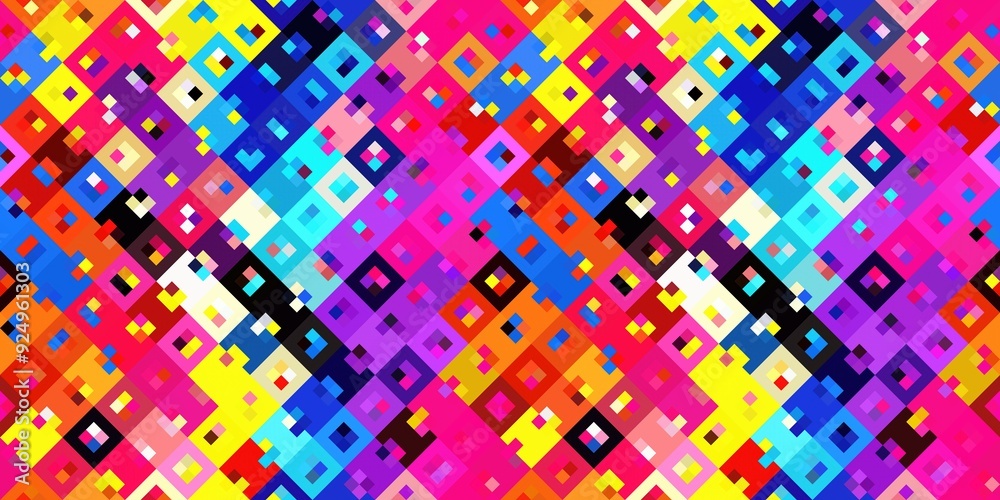 Ditzy pixel abstract rainbow seamless border pattern backdrop. Modern playful variegated repeating graphic design for kids, textile and home decor trim edge. 