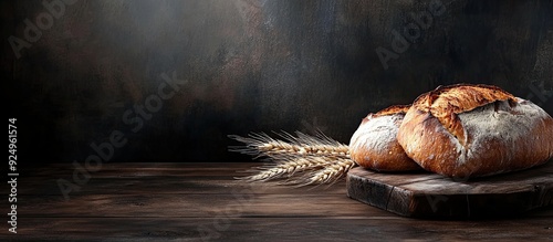 Rustic bread and wheat on a...