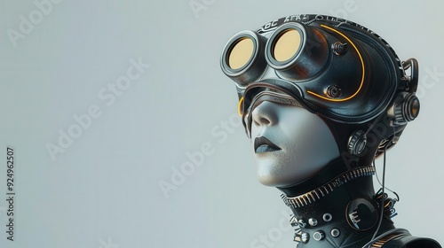 Scifi accessories with retro fashion, side view, blending vintage style with futuristic gear, futuristic tone, Splitcomplementary color scheme photo