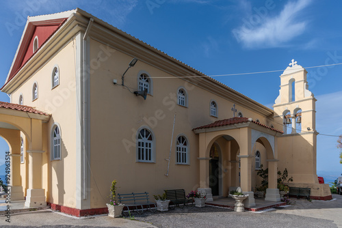 Obraz na płótnie Church and cemetery in the village of Avliotes on the island of Corfu w salonie