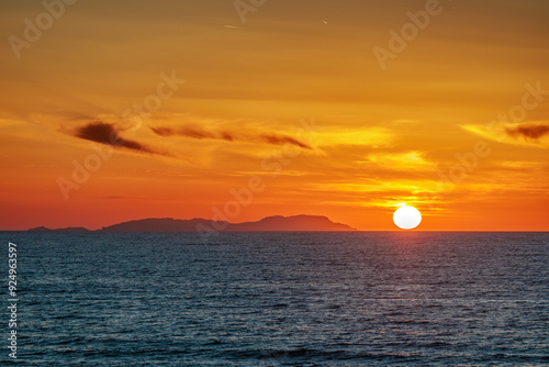 Obraz na płótnie Sunset over the Ionian Sea near the town of Acharavi on the island of Corfu w salonie