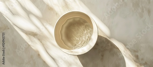 Beige bowl filled with wate...