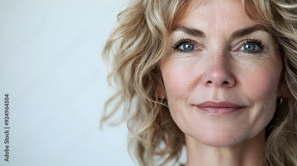 Mature Blonde Woman with Thoughtful Expression in Studio Portrait Mature Blonde Woman with Thoughtful Expression in Studio Portrait