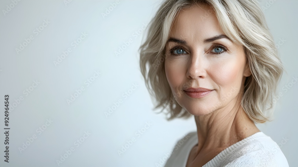 Confident Mature Businesswoman Headshot in Grey Tones Confident Mature Businesswoman Headshot in Grey Tones