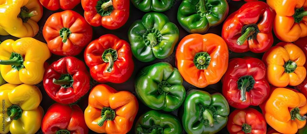 Paprika on a white background sweet pepper bell pepper top view copy space