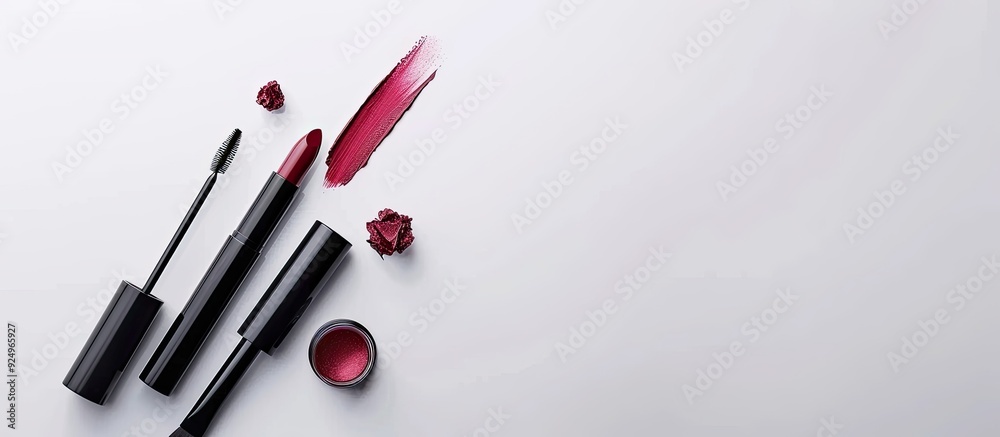 Create items on a white background with copy space Flat lay of a set of luxury decorative cosmetics top view mockup template Minimalist style Beauty blogger theme Create items on a white background with copy space Flat lay of a set of luxury decorative cosmetics top view mockup template Minimalist style Beauty blogger theme