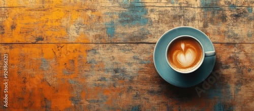 Coffee on a distressed wood...