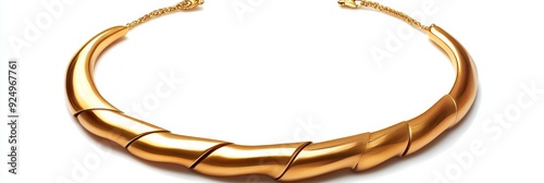 Elegant Gold Twisted Choker Necklace - A gold choker necklace with a unique twisted design. It is a classic piece of jewelry that can be worn for any occasion. It is perfect for adding a touch of eleg photo