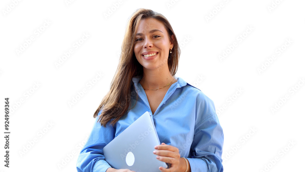 Young businesswoman stands