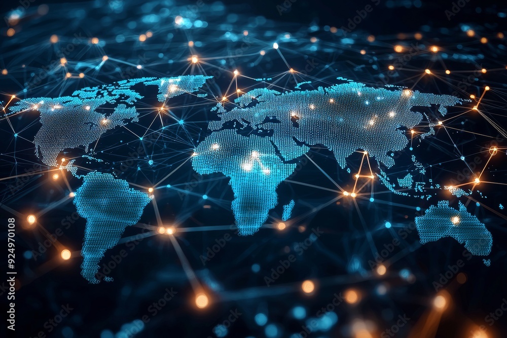 Global Digital Business Network Connection Illustration created with Generative AI Global Digital Business Network Connection Illustration created with Generative AI