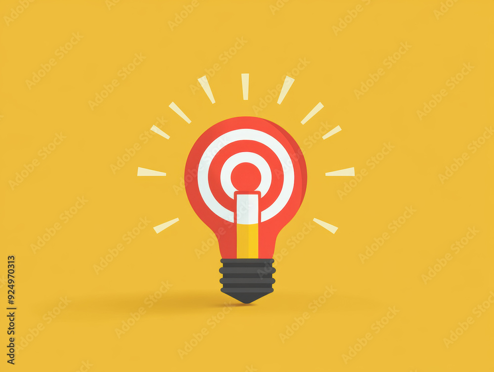 Light bulb with target, focused ideas driving growth, flat design illustration Light bulb with target, focused ideas driving growth, flat design illustration