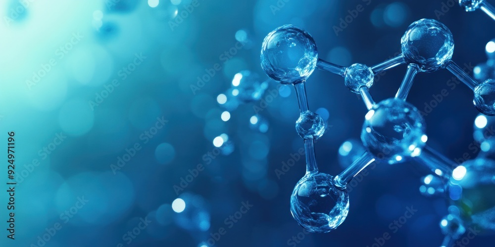 Abstract Molecular Structure: A Detailed 3D Render of a Crystallized Molecule Against a Blue Gradient Background.. Abstract Molecular Structure: A Detailed 3D Render of a Crystallized Molecule Against a Blue Gradient Background..