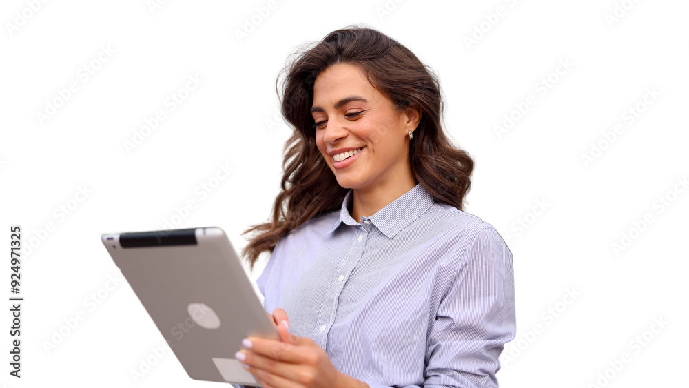 Businesswoman checking her tablet Businesswoman checking her tablet