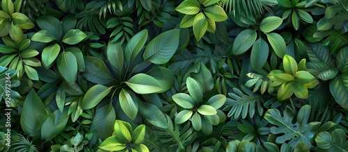 Exotic green leaves backdrop in a garden setting with ample copy space image